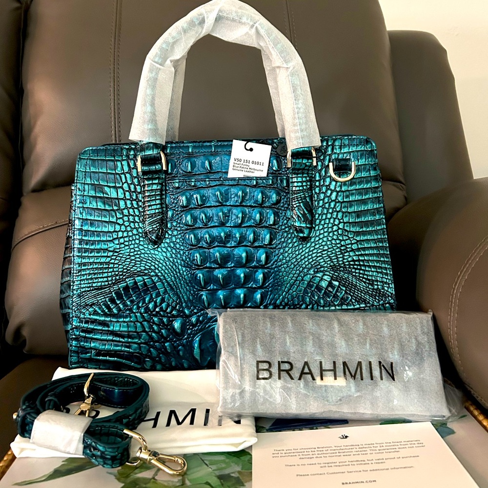 Brahmin Blue Patina Small Finley and Veronica Wallet - Picture 3 of 16
